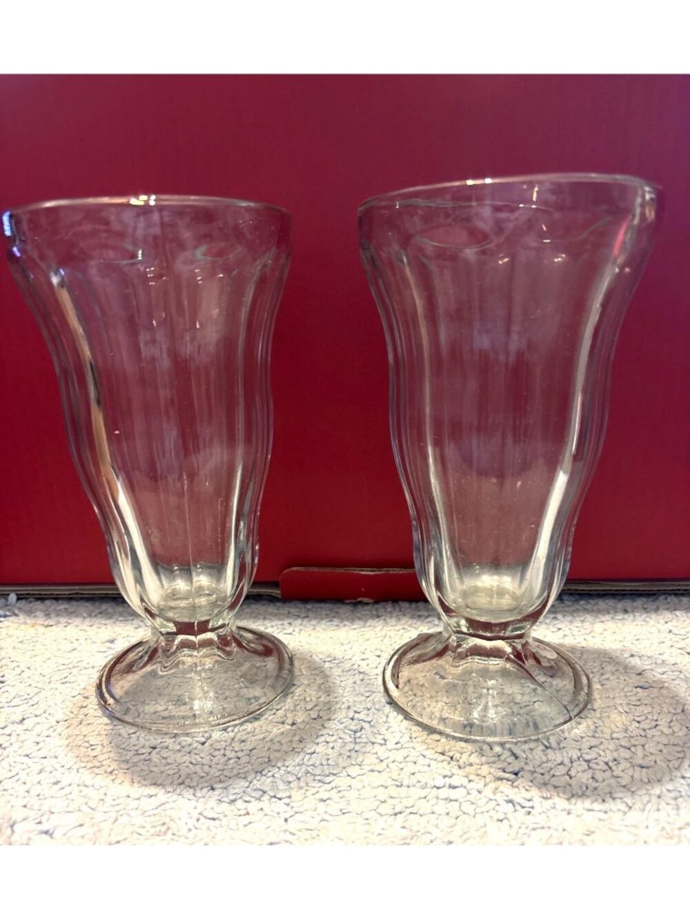 VTG Anchor Hocking Milkshake Sundae Glass 12oz Ice Cream Float Soda Fountain Set